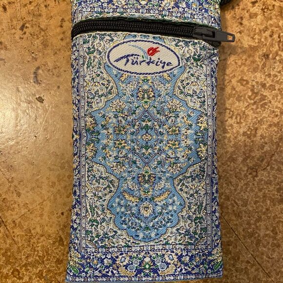 Karizma Accessories - AUTHENTIC blue and gold woven Turkish padded hanging sunglasses case